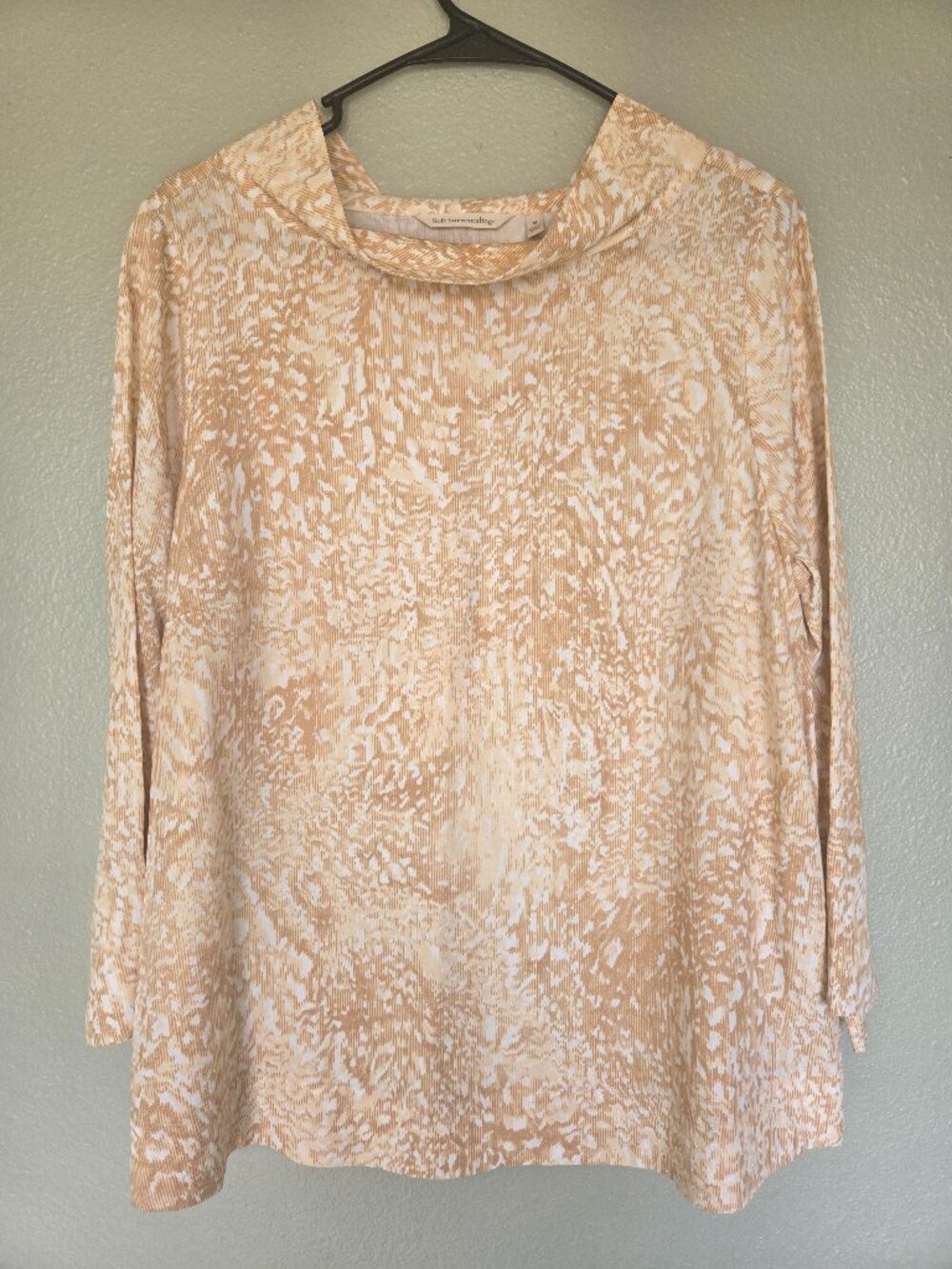 Soft Surroundings M Adrienne Cowl Neck Top, artsy, boho, neutral, staple, 3/4